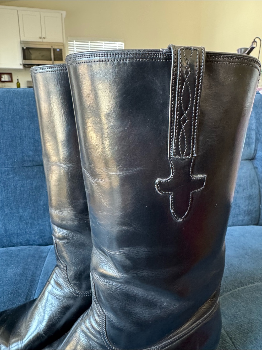 Vintage Lucchese 9D Black Stovetop Leather Cowboy Boots - Picture 4 of 9